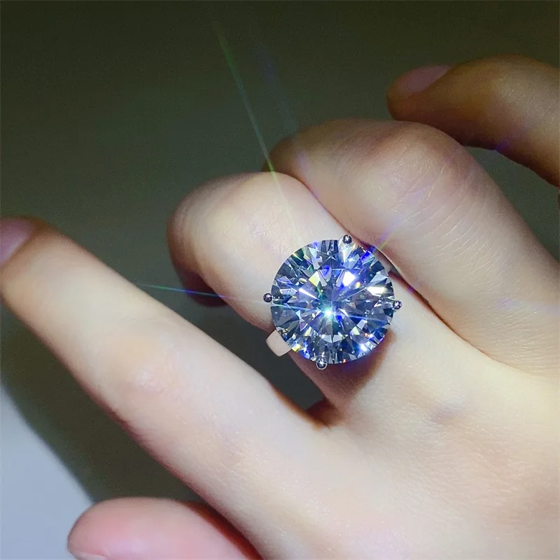 Luxury Platinum Solid Platinum PT950 Women's Ring Diamond D Color 20 Carat Proposal Wedding Anniversary