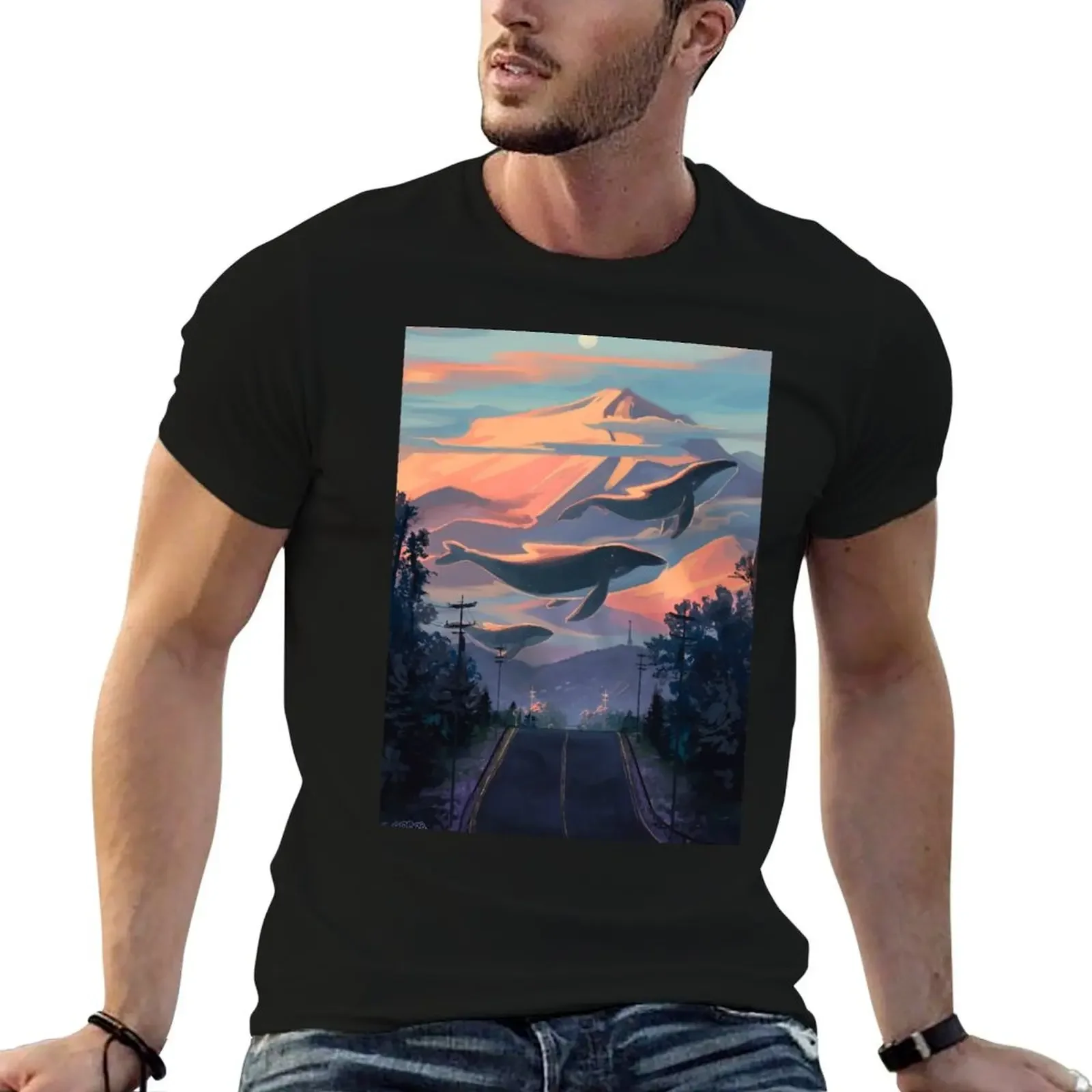 Sky Migration Long T-Shirt vintage anime shirt hippie clothes vintage t shirt men