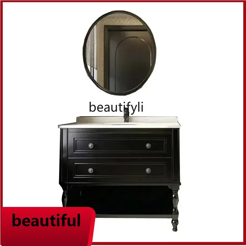 

f156 New Arrivals American Solid Wood Antique Bathroom Cabinet Light Luxur Wash Inter-Platform Basin Hand Washing Bathroom