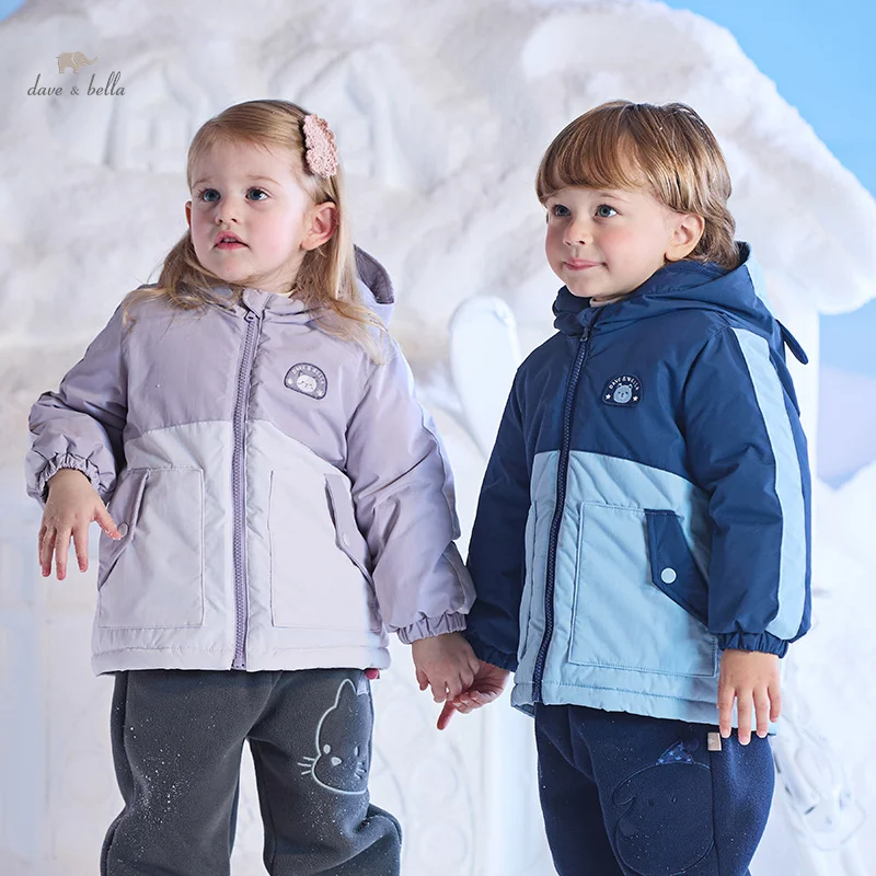 

Dave Bella Children Winter Warm Velvet Hooded Jacket for Boys Girls Outerwear Tops Kids Thicken Overcoat Outdoor DB4237680-A