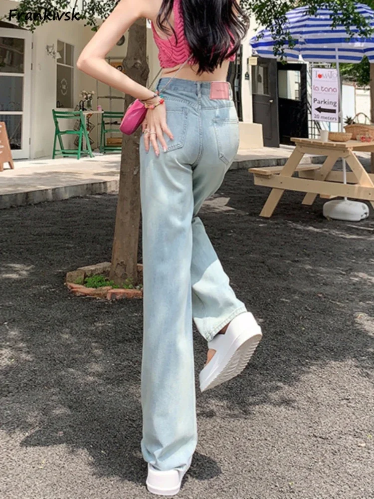 Autumn Jeans Women Full Length Korean Style Schoolgirls Daily Plus Velvet Chic Simple Retro Straight Trousers Comfortable Y2K