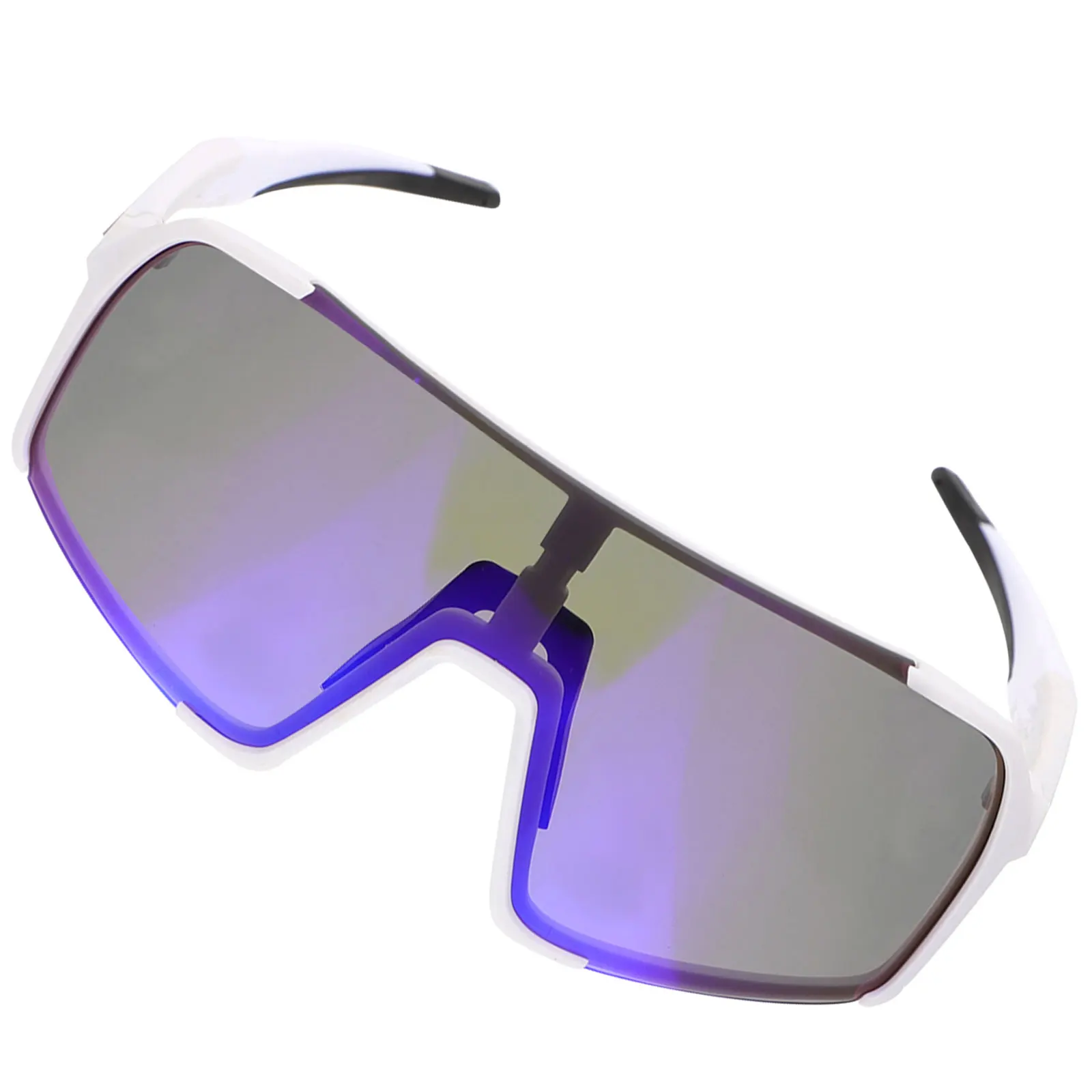 

1pc Polarized Glasses Blue Lens White Frame Sports Sunglasses for Climbing Bicycling Outdoor UV400 Anti Glare Mens Women Adults