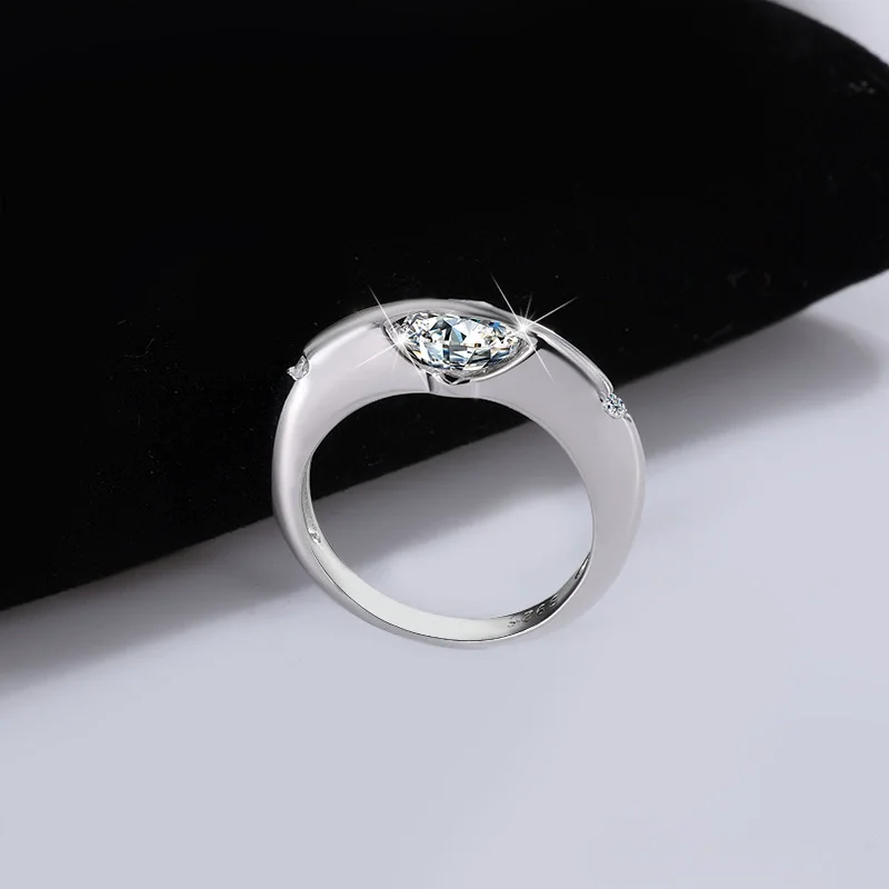 Mode Luxe Trendy Klassieke 1CT Draaien Moissanite Diamond-set Kleur D Ster Ring Voor Vrouwen 925 Zilveren Partij Sieraden geschenken