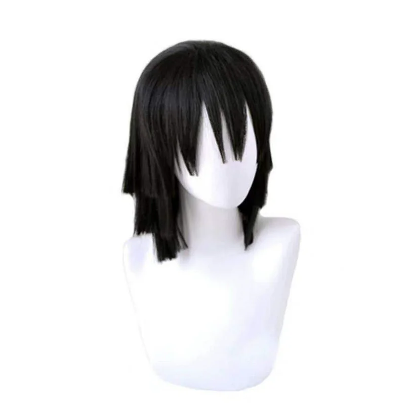 Anime Iguro Obanai Cosplay Costume Hashira Member Stripe Shawl Coat Black Fight Uniform Wig Man Woman Christmas Party Suit - Image 6