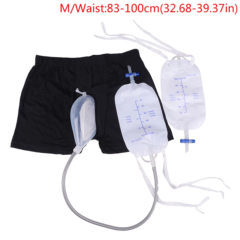 Shorts Urine Bag Reusable Male Urinal Bag Silicone Urine Funnel Pee Holder Collector with Catheter For Old Men Feminine Hygiene