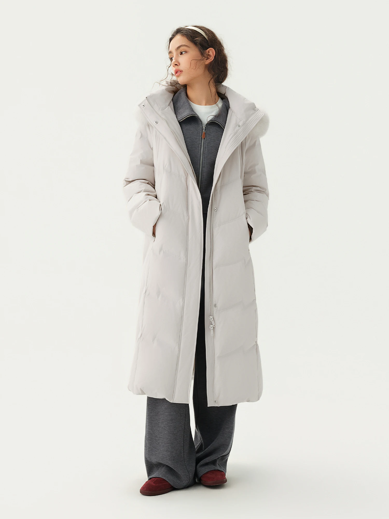 DUSHU Plus Size Mountain Ridge Down Jacket Women Stand Collar Hooded Long Puffer Coat 2026 Winter New Windproof Warm Outerwear