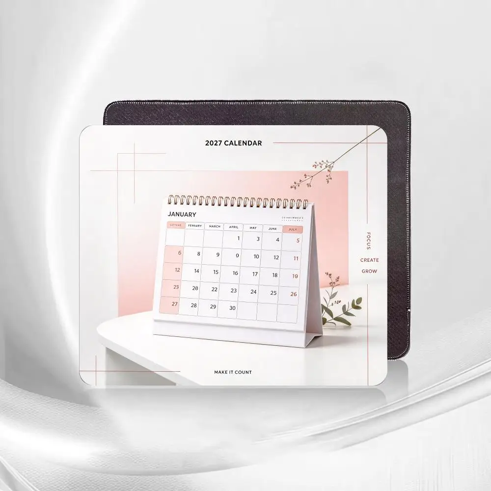 2027 Desk Calendar Pattern Square Mouse Pad Extended Card DeskMat Stitched Edge Non‑Slip Keyboard Mat For Home Office CP GameMat