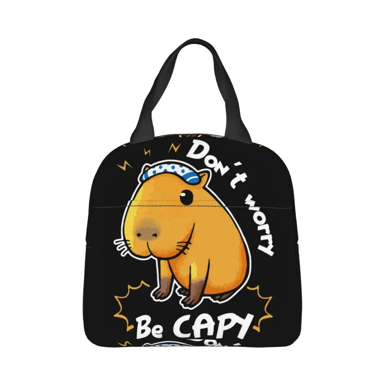 Capybara-Sacs à lunch isothermes portables, Don't Worry Be Capy, Sac thermique, Conteneur de repas Kawaii Animal, Boîte à lunch, Fourre-tout, Bureau, Pique-nique