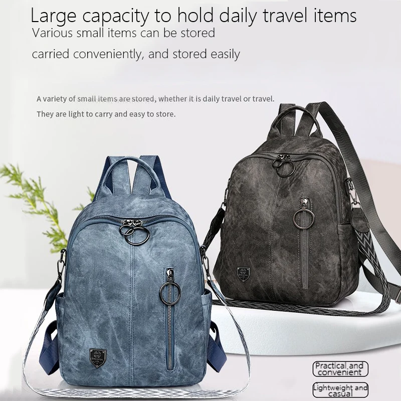 Bolso de Hombro Casual y Moderno para Mujer, Convertible en Mochila con Bolsillo Frontal, Disponible en Negro, Marrón, Azul y Gris