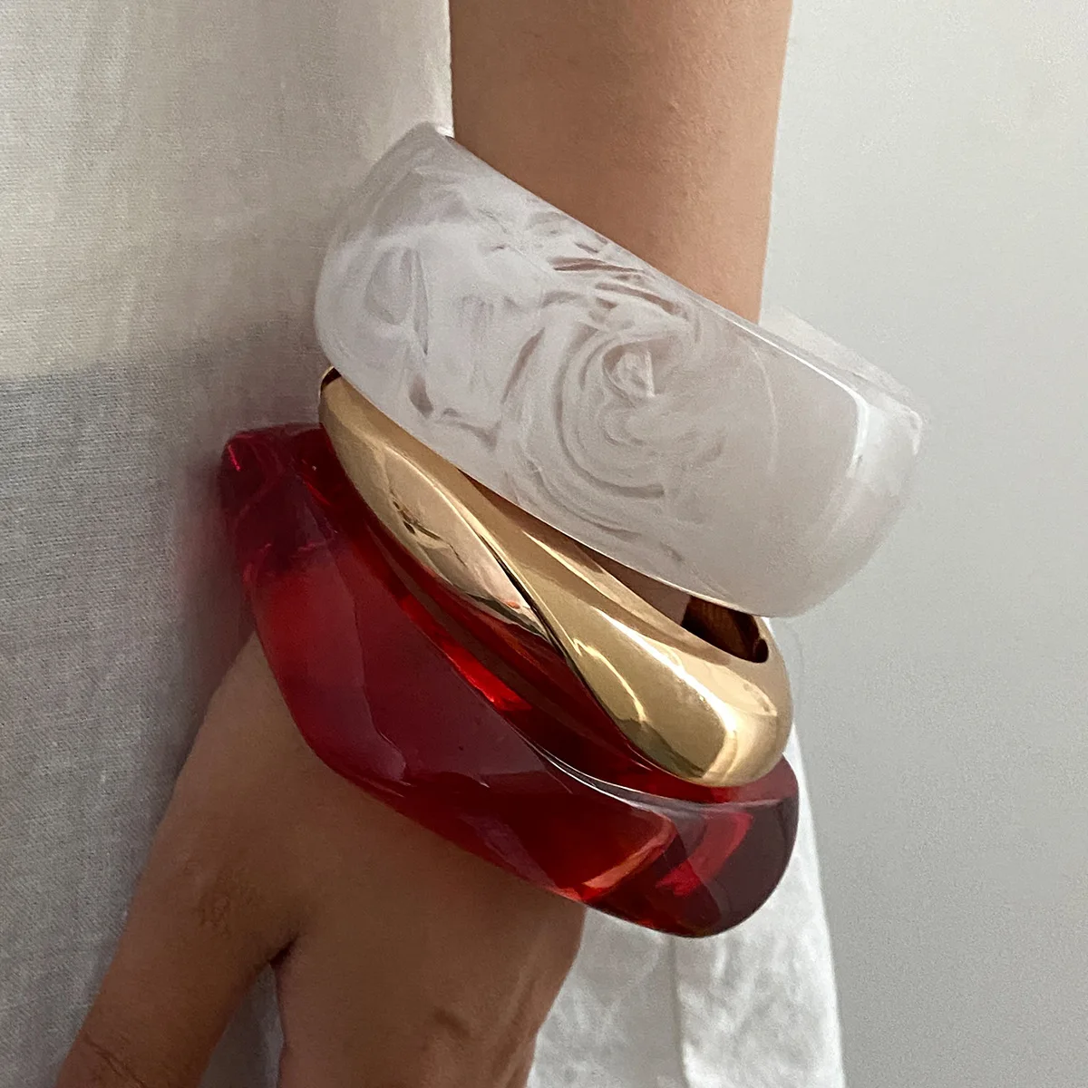 Jewelry Irregular Translucent Smudge Resin Bracelet Personality Exaggeration Wide Edition Foreign Trade Hot Selling Bracelet