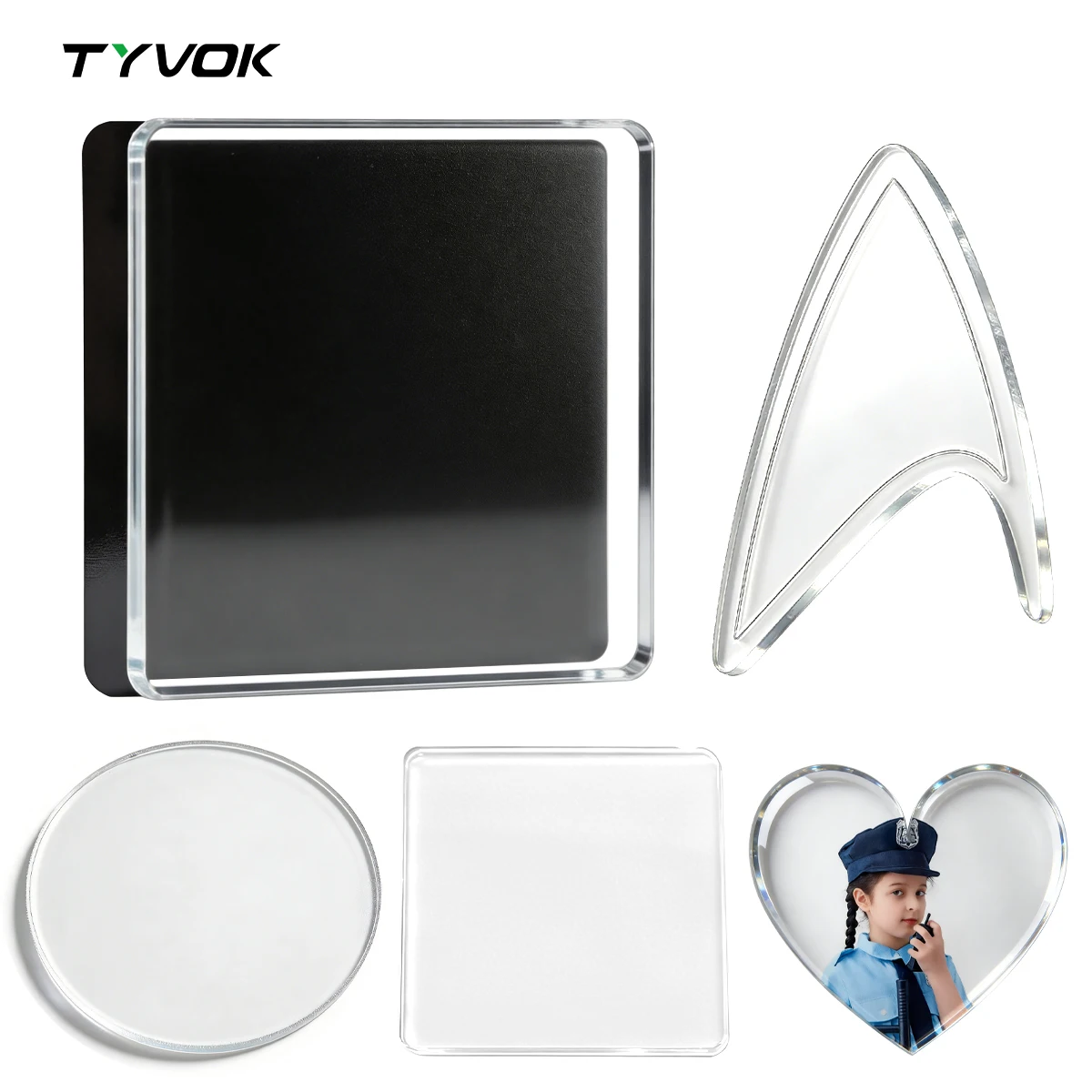 

Tyvok DIY холодильник с магнитной присоской, прозрачный акриловый квадратный круглый сердце с магнитным зажимом, украшение для дома, подарок