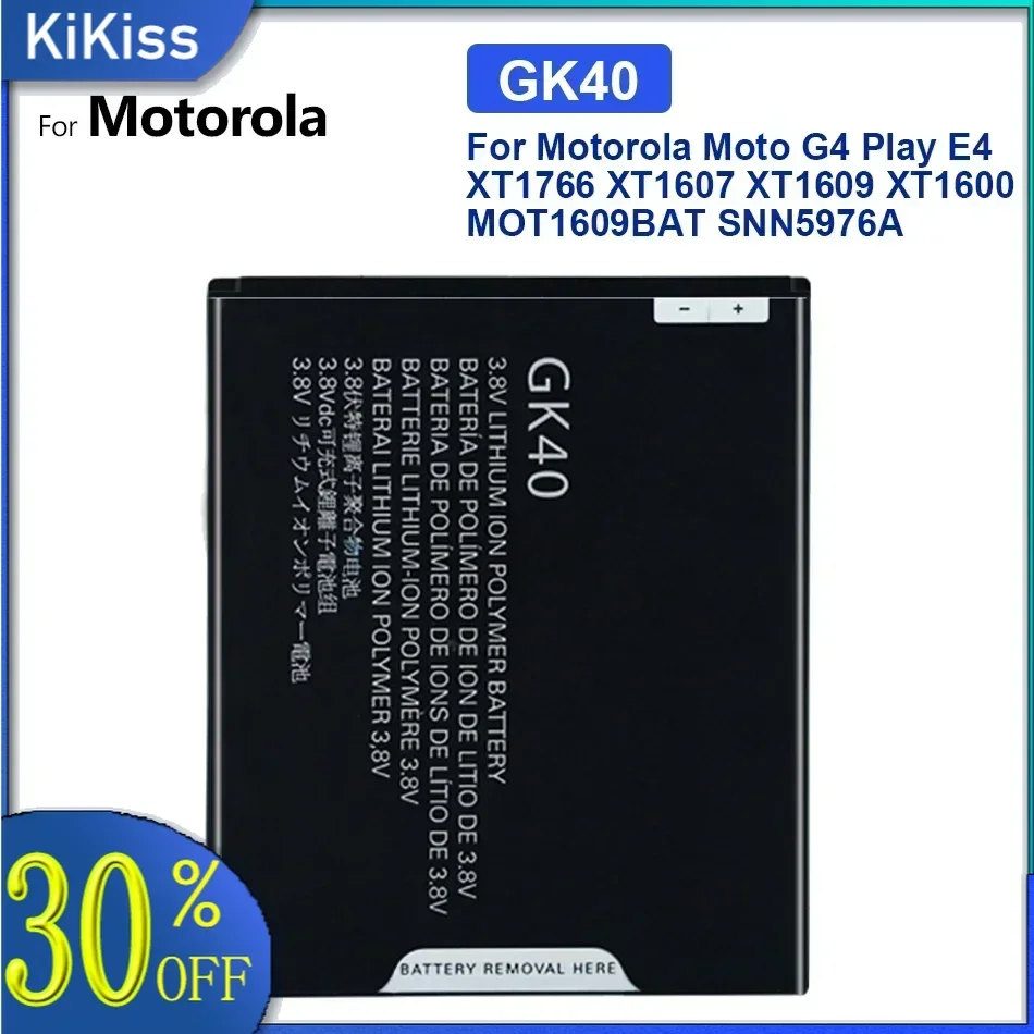 Battery GK40 2800mAh For Motorola Moto G4 Play, G4Play, E4 XT1766, XT1607, XT1609, XT1600, MOT1609BAT, SNN5976A, GK 40, Bateria