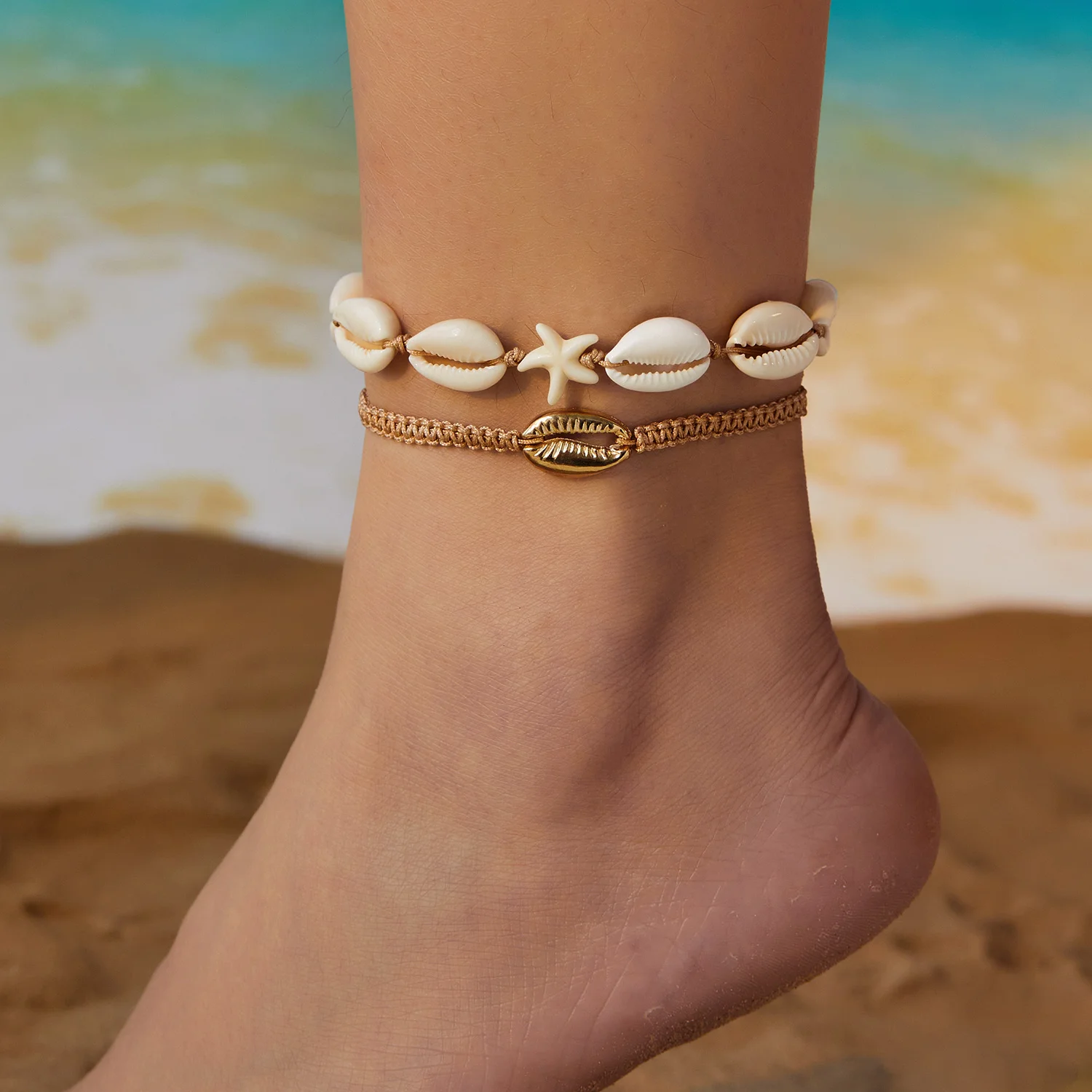 

Bohemia Shell Pearl Rice Beads Shell Anklet For Women Charm Conch Bracelet On The Leg Beach Barefoot Sandal Leg Chain Jewelry