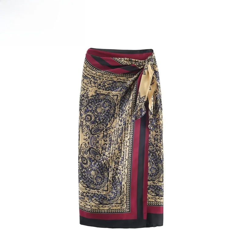 

Новая женская модная юбка-шарф EVEA с завышенной талией, асимметричная, H-образная, из полиэфирного волокна, с принтом, повседневная