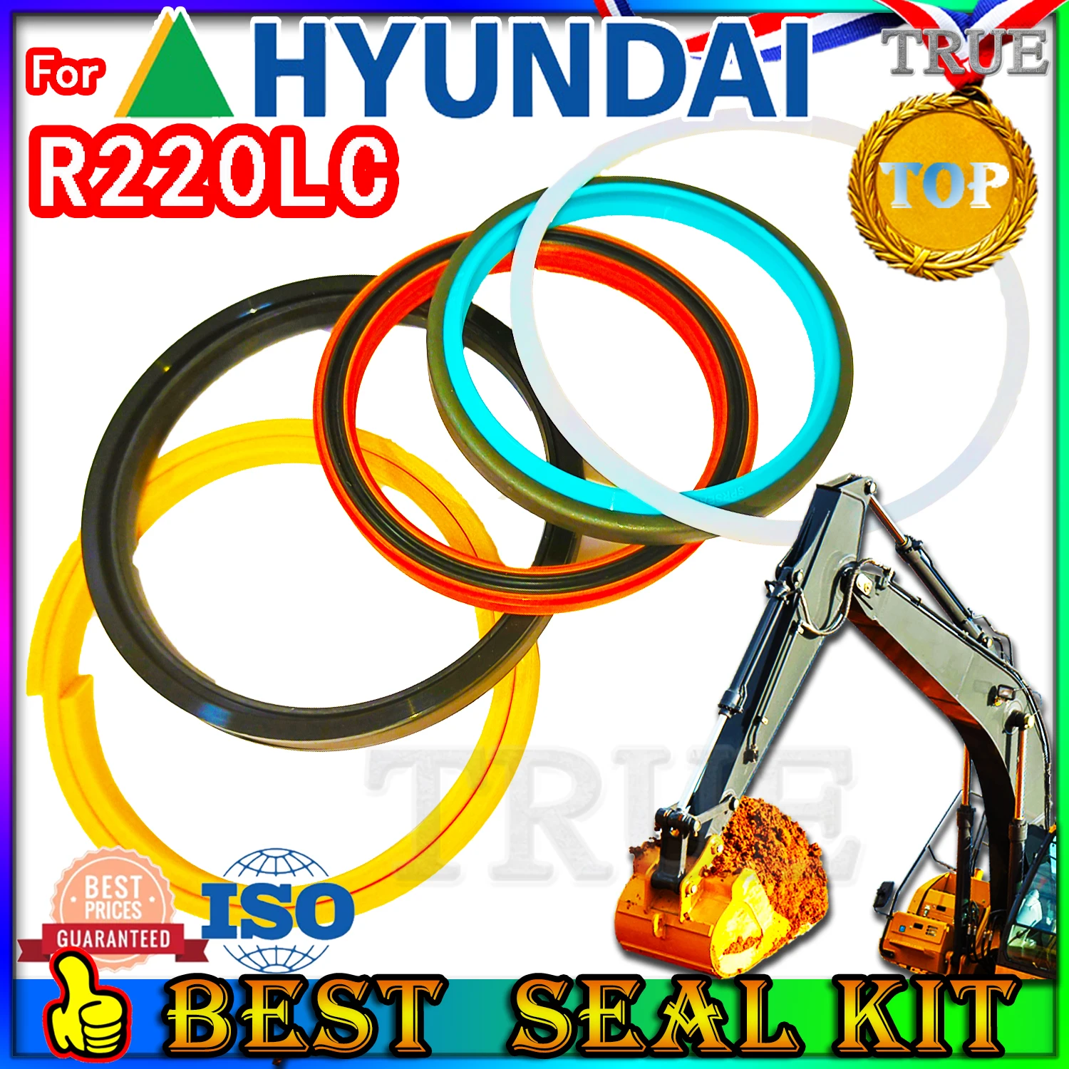 

For Hyundai R220LC Oil Seal Repair Kit Boom Arm Bucket Excavator Hydraulic Cylinder R220LC TRAVEL Joystick Engine O-ring Pump