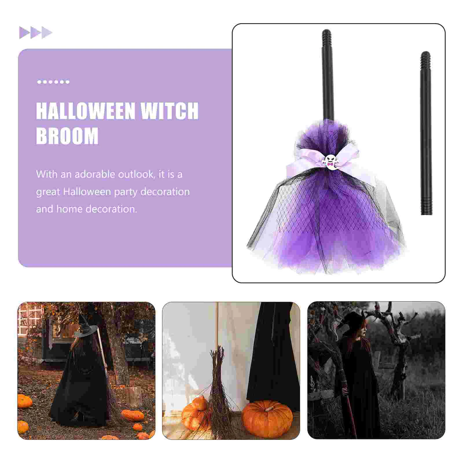 Witch Broom Hat Kids Toy Decor Girl Outfits Broomstick Prop Stage Performance Make up