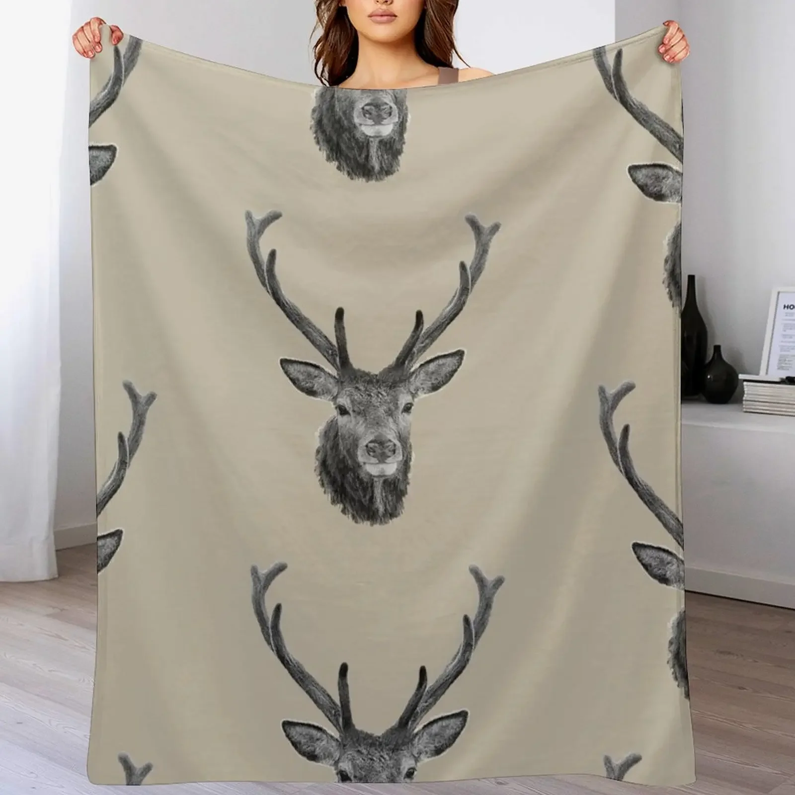 

The Stags Head b&w Throw Blanket Blankets For Sofas bed plaid Blankets