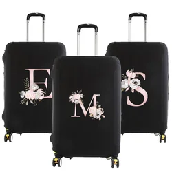 Juste de protection élastique pour bagages, fleur rose, motif de nom de lettre, housse anti-poussière pour bagages de voyage, appliquer 18-28