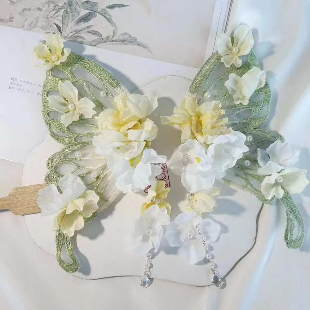 

2pcs/set Ancient Style Fairy Tale Butterfly Hairclips Elegant Styling Hair Clip Extra Large Flower Silk Headwear For Women Girls