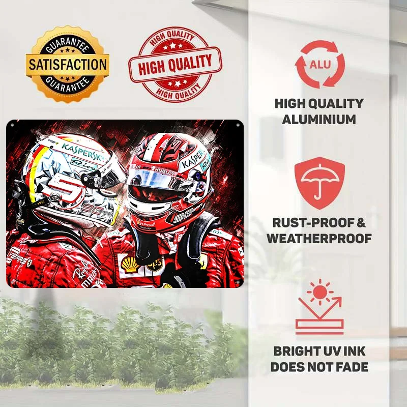 Sebastian Vettel Personalized 3D Textured Metal Poster Wall Art Vintage Tin Signs for Bedroom Decorations Custom Plate House