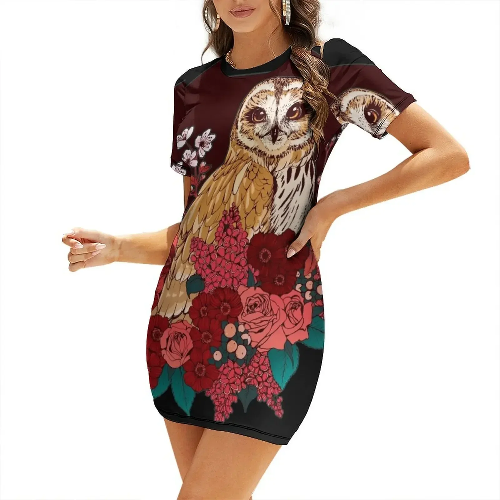 

Owl Floral Eclipse Short-Sleeved Dress evening dresses ladies summer clothes