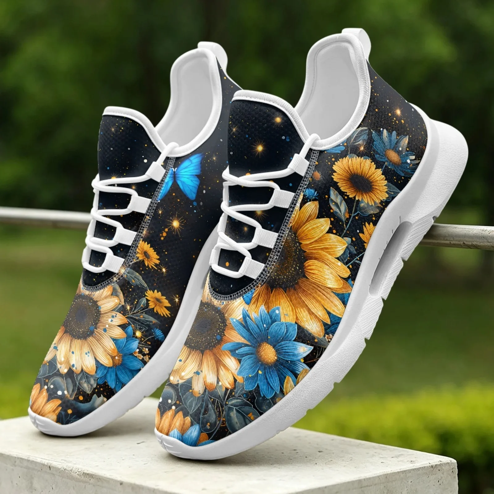 XIXIRIMIDO Women's Lace-up Casual Shoe Nurse Shoes Women's Sandals Men's Sneakers and Casual Shoes Tenis Feminino Sunflower