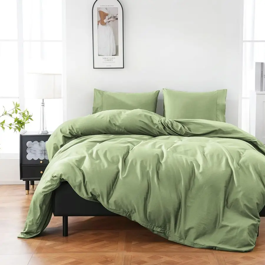 

Комплект постельного белья из органического хлопка, 3 предмета: пододеяльник King Size, 400 нитей, сатин, мягкий, дышащий, охлаждающий, оливковый цвет
