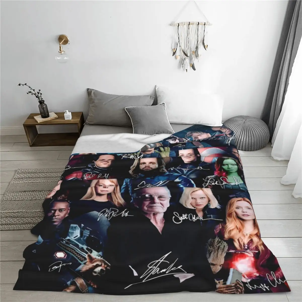 Nordic Mythology Thor Hammer Coral Fleece Plush Throw Blanket Movie Characters Blanket Lightweight Plush Quilt Multi-function