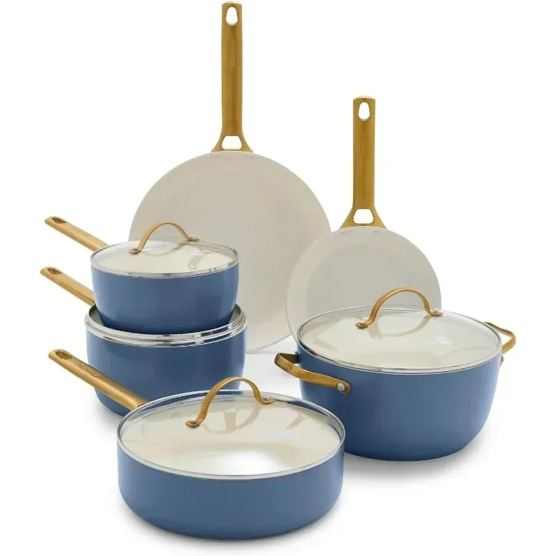 Cookware Pots and Cookware Set, Healthy Ceramic Non-stick Pan, Dishwasher and Oven Safe Cooking Pot Set Home Kitchen,Dining& Bar