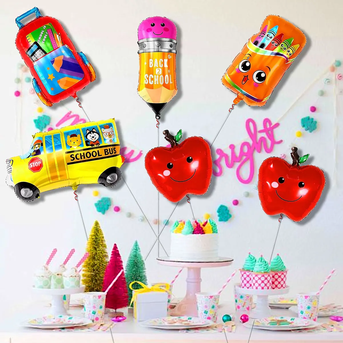 6 pcs balloons for returning to school First day decoration for school Welcome back to school Party decoration