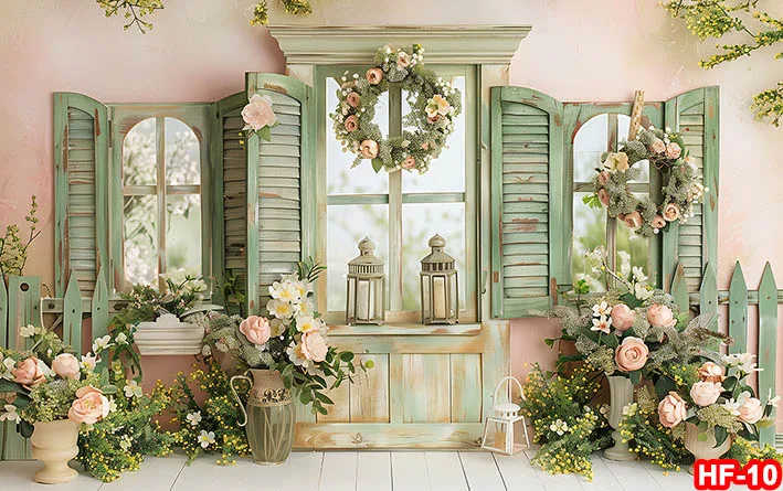 Photography Background Spring Easter Bunny Egg Shop Floral Garden Rabbit Kid Birthday Party Portrait Decor Backdrop Photo Studio