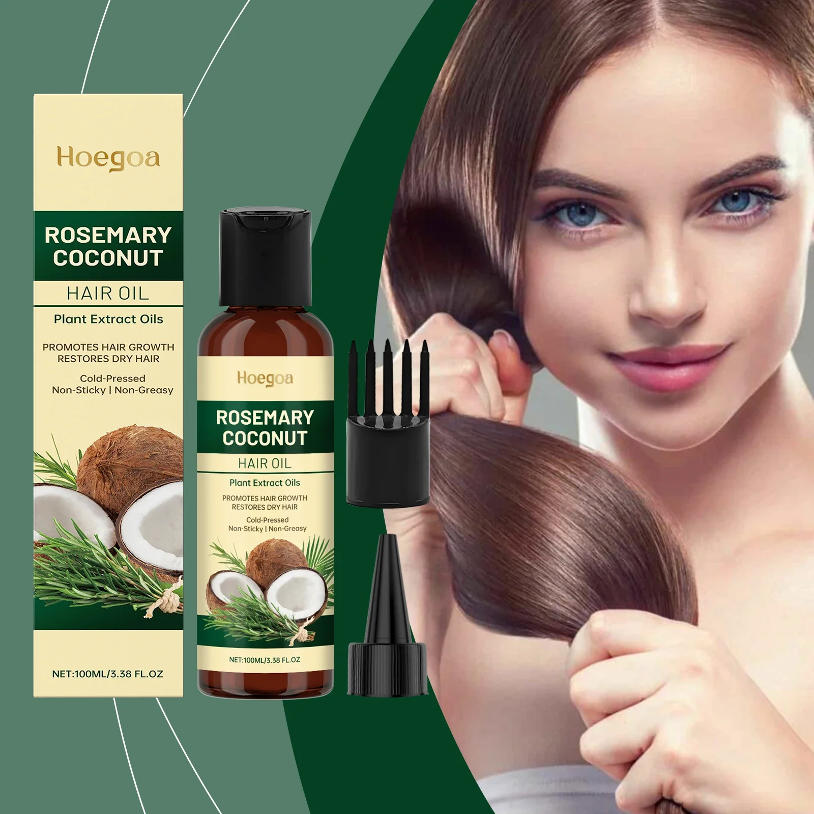 

Hoegoa 100ml Rosemary Hair Growth Oil Improve Frizz Smooth Hair Lasting Fragrance Nourish Scalp Repair Split End Conditioner Oil