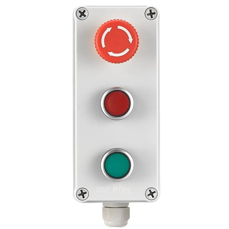 مفتاح زر مقاوم للماء في الهواء الطلق مع غطاء واقي، صندوق أزرار، زر إيقاف الطوارئ، صندوق التحكم في إيقاف الطوارئ 22 مم #2