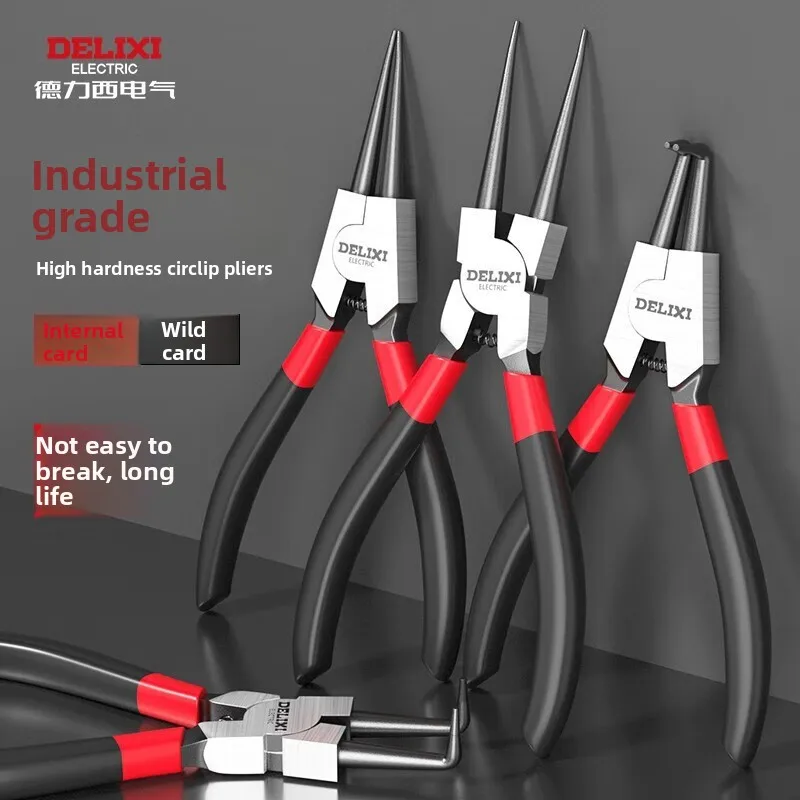 DELIXI Circlip Pliers Set Internal External Small Snap Ring Pliers Bent Tip Expansion Pliers Hand Tool Kit for Retaining Rings