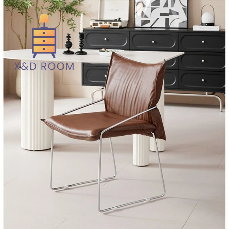 

XD Internet Celebrity Vintage Chair Home Designer French Light Luxury Soft Bag Desk Makeup Backrest Study Casual Single Sand