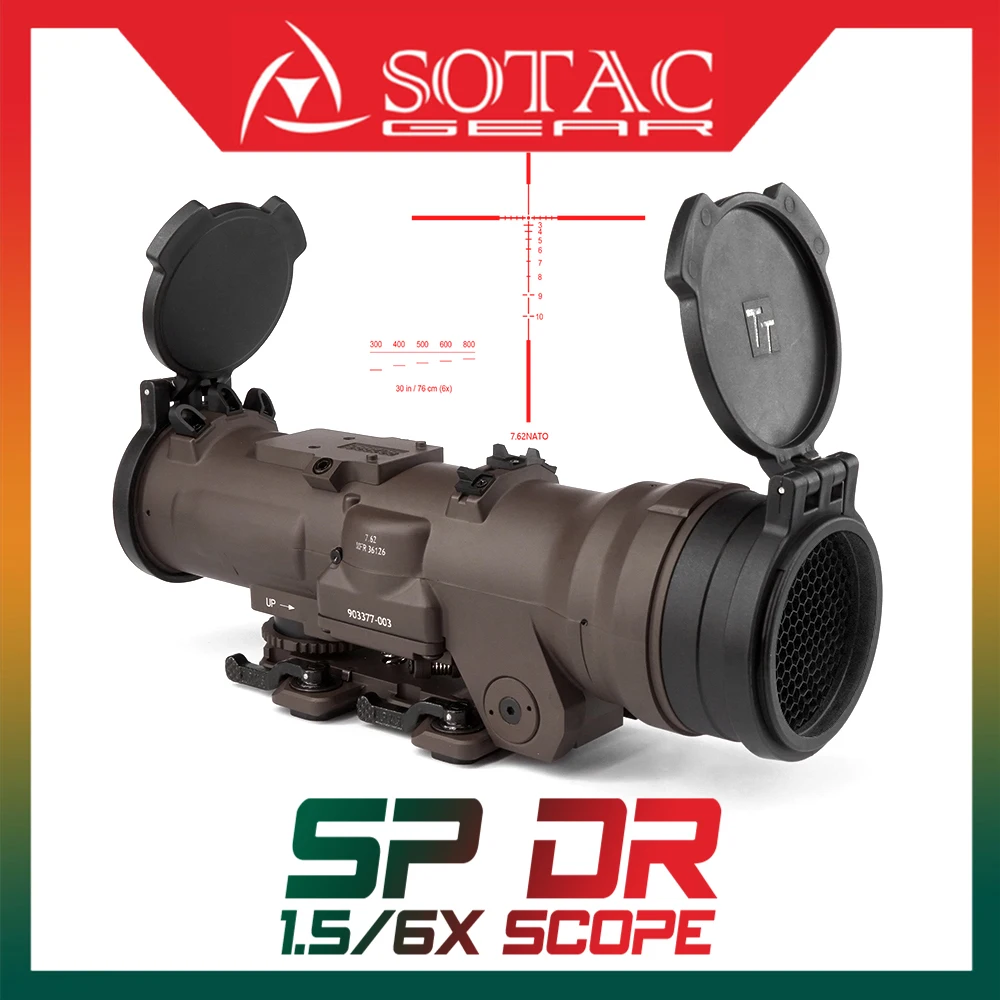 SOTAC Riflescope DR 1.5-6X CX5456 7.62NATO Reticle for Airsoft Hunting Full Mil Spec Marking Airsoft Scope Rifle Scope