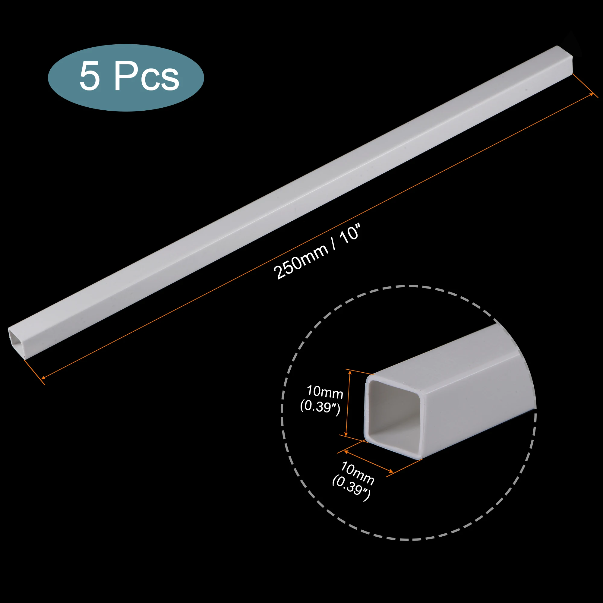 5/10Pcs ABS Plastic Square Tube Hollow Square Bar Rods White Easy Processing Tube for DIY Sand Table Architectural Model Making
