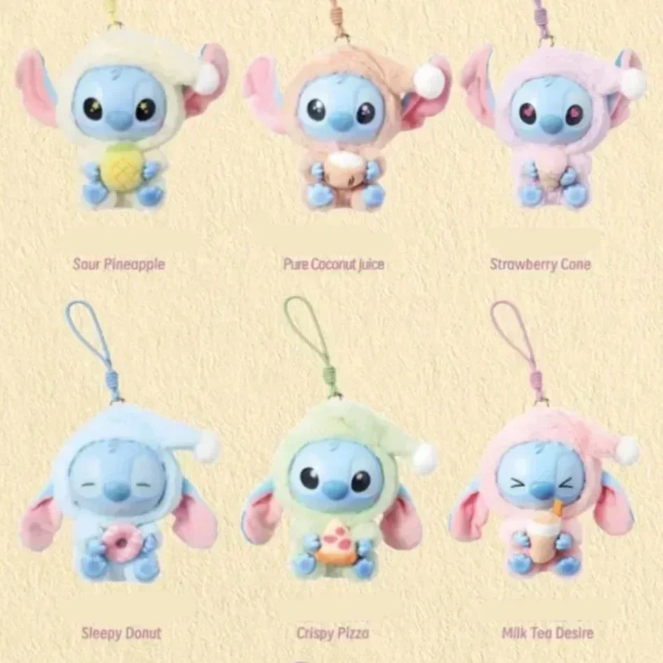 #   Disney Stitch Blind Box Pack Seria Przekąsek na dobranoc, winylowy wisiorek, urocza lalka, Mystery Box, pluszowa lalka, prezent-niespodzianka
