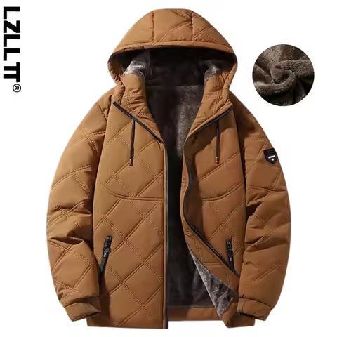 Winter Man Fleece Outdoor Casual Jacket Man Hooded Outwear Warm Jacket Man Multi Pocket Thicken Jacket Male Run Work Safari Coat