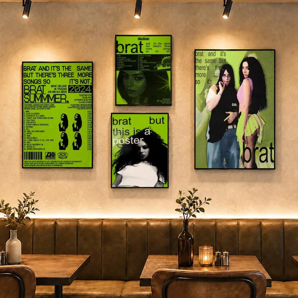 Pop Singer C-Charli XCXS Poster Vintage Retro Anime Poster Stickers Peel and Stick Wall Art Home Decor