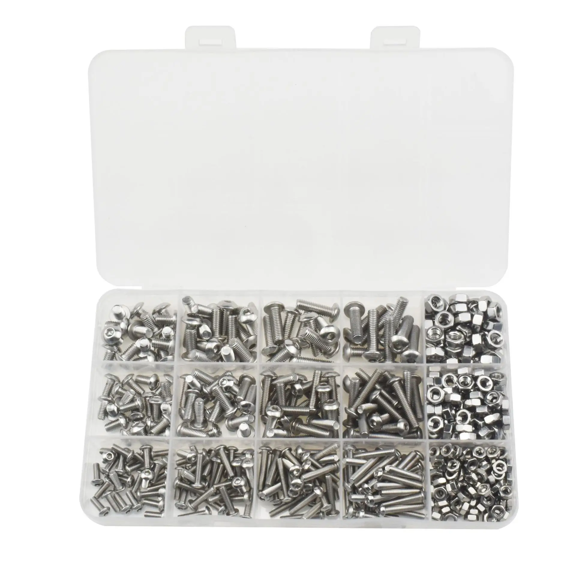 500Pcs 304 Stainless Steel M3 M4 M5 hexagonal head screw Socket Machine Screws Nut Set Assortment Kit