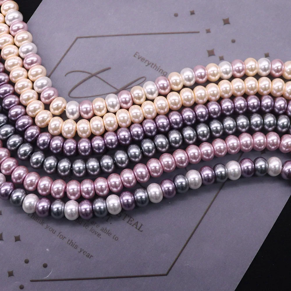

Colored Abacus Glass Imitation Pearl Beads 6x8mm Dyed Artificial Pearl Straight Hole Necklace Bracelet Jewelry Accessory 1Strand