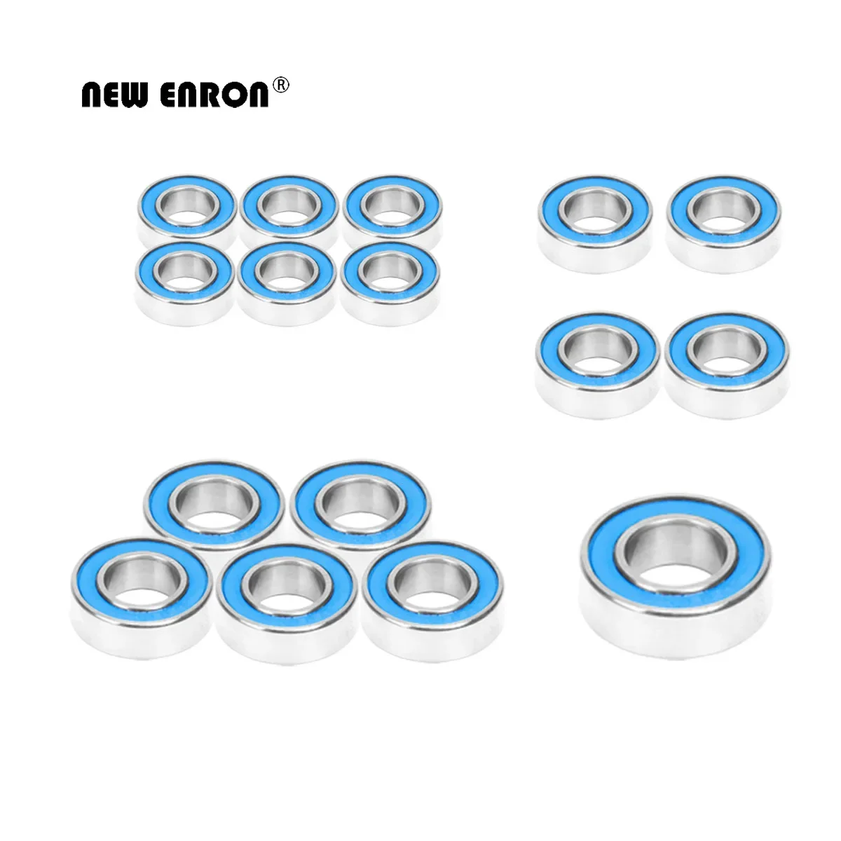 NEW ENRON 16Pcs Ball Bearing Set Blue Rubber Sealed  on Two Sides Kit ABEC-3 For Traxxas Slash 4x4 2WD 52100 Chrome Steel