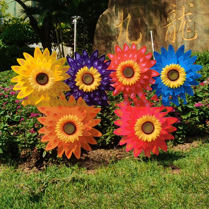 Nowy dwuwarstwowy wiatrak słonecznikowy Zabawki dla dzieci na zewnątrz Dekoracja w kształcie kwiatu Przedszkole Park Rekwizyty fotograficzne