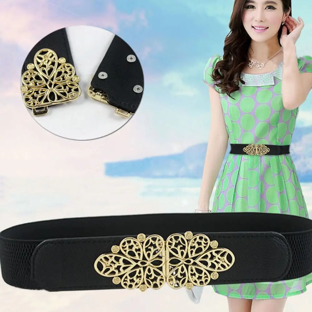 Fashion Clothing Supplies Women Accessories Wide Waist Belt Elastic Buckle Dress Strap Waistband