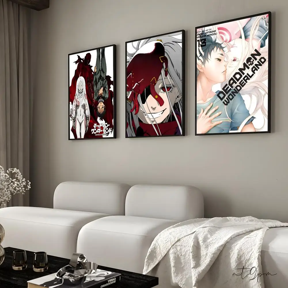 Anime Deadman Wonderland Poster Self-adhesive Art Waterproof Paper Sticker Coffee House Bar Room Wall Decor