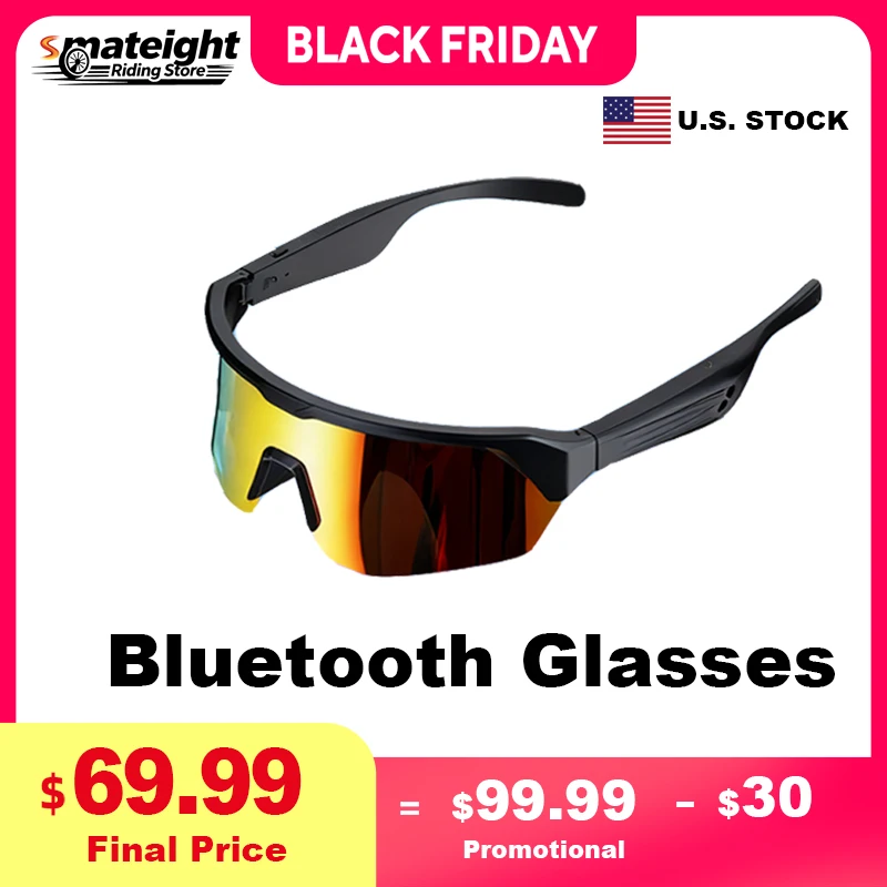 

Sports Smart Sunglasses for Men, Woman, Bluetooth Cycling Glasses with Polarized Lenses, Open Ear Music Speakers