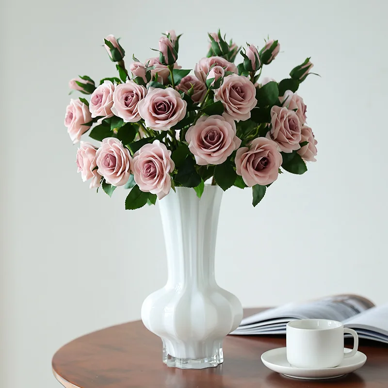 

5Pcs/lot Artificial Moisturizing Rose Flowers Wedding Decor Real Touch Rose Flowers Birthday Party Table Decor Home Accessories