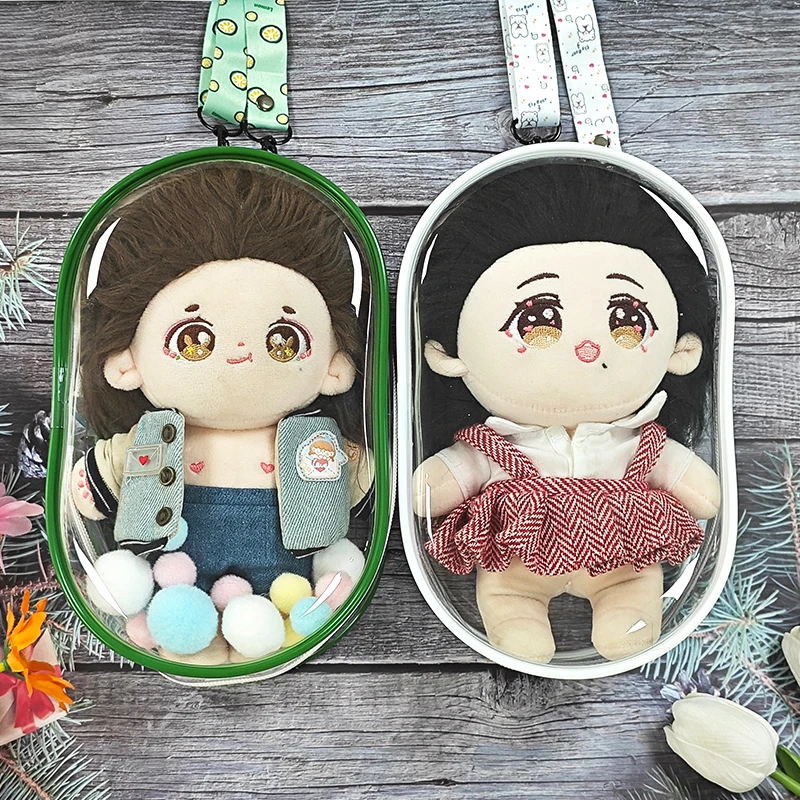 20CM przezroczysta torebka dla lalek przezroczysta pluszowa torba dla lalek w nowym stylu moda damska dziewczęca torby na ramię Crossbody dla Anime Cartoon Plushy