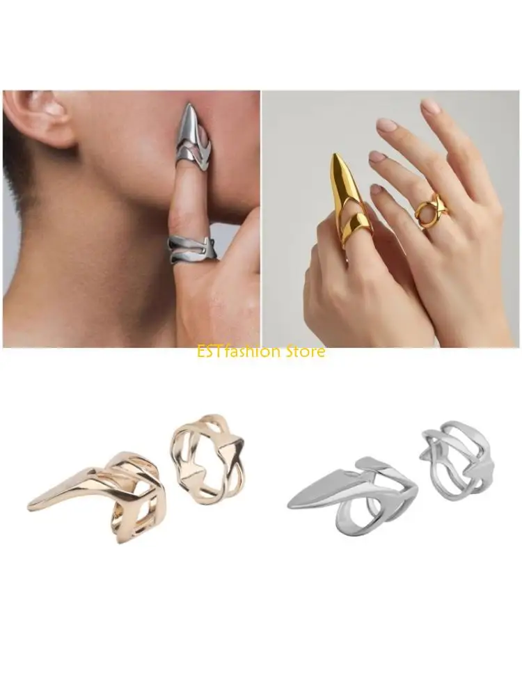 Y5GC Pack of 2 Stylish Art Rings Claw Finger Accessory Open Rings